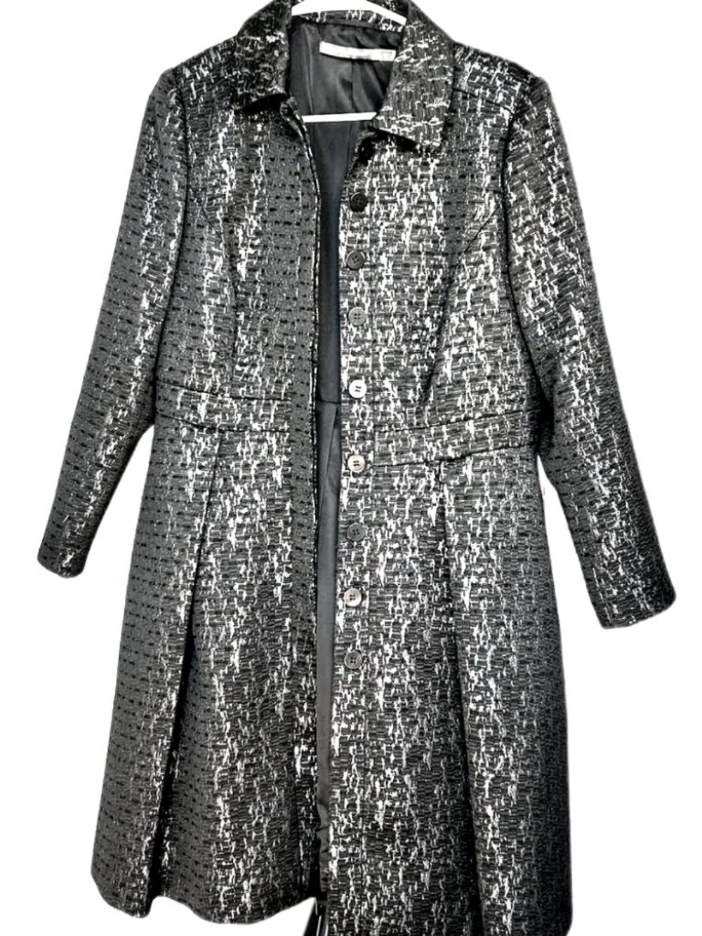 Boden Limited Edition Metallic Tweed Trench Coat Size US 10